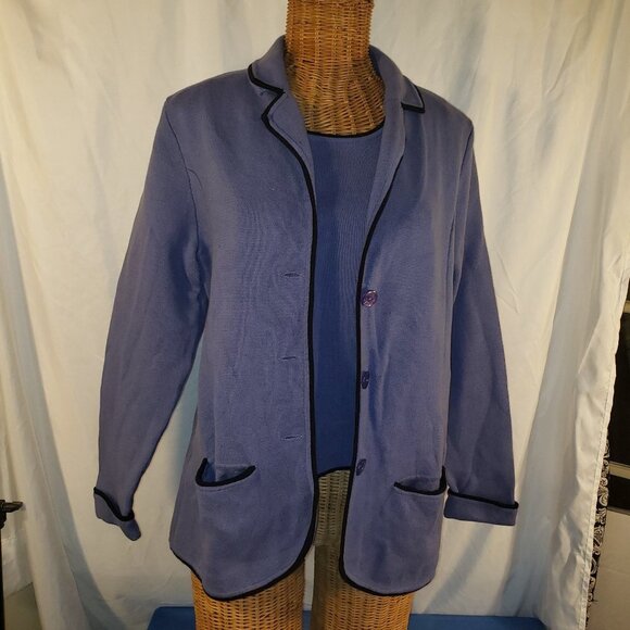 Women's BLAST Petite Blue 2-Piece Tank Top and Cardigan Set  - M - Picture 3 of 6